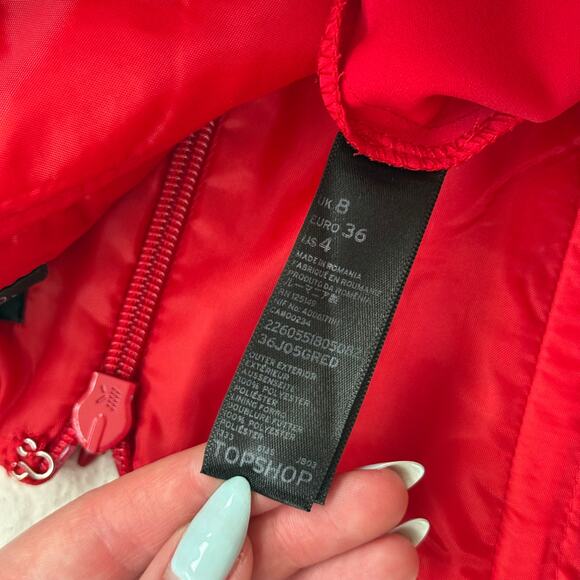 Topshop Red Strapless Pleated Jumpsuit US 4 Zip Back Fitted Bodice - Picture 5 of 6